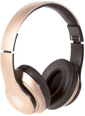 iJoy Bluetooth Headphones Over Ear, Wireless and Wired Foldable Headset Built-in Microphone, FM, Micro SD Card Slot - (Gold) Adults Kids Men Women