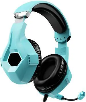 Gaming Headset for PC, Ps4, Ps5, Gaming Headphone with 7.1 Surround Sound, Over Ear Headphones with Noise Cancelling Mic LED Light Wired Headset for Phone, Switch-Blue