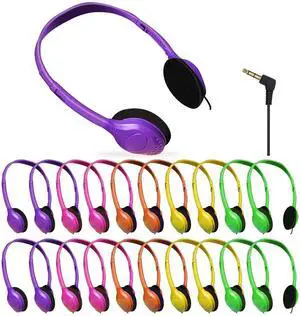 WAHUWAY 20 Pack Bulk Headphones for Kids Multi Color Headphones for School Classroom Students Teen Boys Girls and Adult