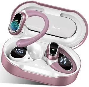 Wireless Earbuds, 2025 Bluetooth 5.4 Headphones Sport, Bluetooth Earbuds with ENC Noise Canceling Mic, 51H Stereo Wireless Headphones IP7 Waterproof with Earhooks, Dual LED Display for Workout/Run