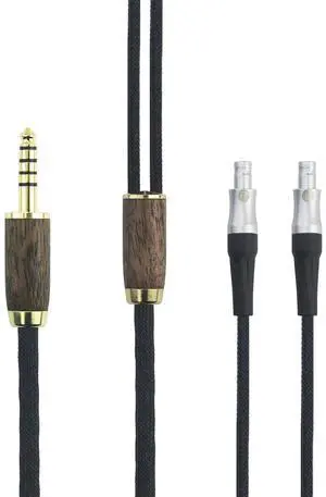 NewFantasia 4.4mm Balanced Cable Compatible with Sennheiser HD800, HD800S, HD820 Headphones 4.4mm Balanced Male 6N OCC Copper Silver Plated Cord Walnut Wood Shell