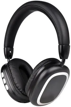 Wireless Over-Ear Bluetooth Headphones, Foldable Lightweight Headset Music Hi-Res Audio, Deep Bass, Comfortable Mic for Travel, Office, and Daily Use (Compatible with iOS/Android) - Black