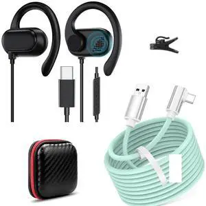 USB Type C Headphone Open Ear Adjustable Over Ear Hook Lightweight Headset, Link Cable 16FT for Oculus, 5 Meters Link Wire for Meta Quest 3 2 Pro Pico 4 Ultra USB 3.1 to Type C Lead 5Gbps Super Speed