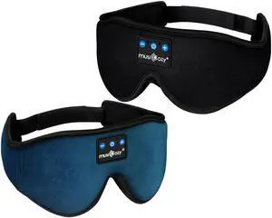 MUSICOZY Sleep Headphones 3D Bluetooth 5.4 Wireless Headband Sleep Mask, Sleeping Headphones Music Eye Mask for Side Sleepers, Air Travel, Built-in Ultra Thin Speakers Microphones, Pack of 2