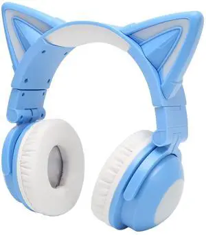 Cat Ear Headphones,BT Headset for Smartphone Laptop PC, Regulated Headband, 7 Colors Headset with 3.5mm Cable, 11h Stereo Play for Childs Students School Travel (Blue)
