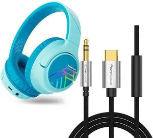 PowerLocus Bobo Kids Headphones with Premium 3.5mm Aux to USB-C Audio Cable