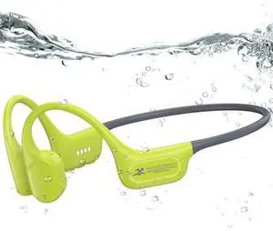 Swimming Headphones IP68 Waterproof, Open Ear Bone Conduction Headphones with 32GB Dual Mode MP3 &Bluetooth 5.4, Secure Comfort Underwater Wireless Earbuds for Jogging Cycling Fitness-SurfAudio(Green