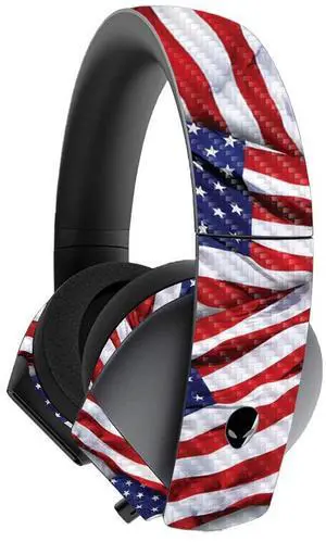 MightySkins Carbon Fiber Skin for Alienware 7.1 Gaming Headset - Patriot | Protective, Durable Textured Carbon Fiber Finish | Easy to Apply, Remove, and Change Styles | Made in The USA