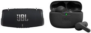 JBL Xtreme 3 - Portable Bluetooth Speaker, Powerful Sound and Deep Bass, IP67 Waterproof & Vibe Beam True Wireless Headphones - Black, Small