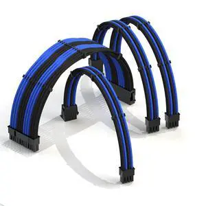 LINKUP - 30cm Super Soft and Flexible PSU Cable Extension Sleeved Custom Mod GPU PC Braided w/Comb Kit1 x 24 P (20+4)1 x 8 P (4+4) CPU2 x 8 P (6+2) GPU Set300mm - BlackBlue LINKUP - 30cm Super Soft and Flexible PSU Cable Extension Sleeved Custom Mod GPU PC Braided w/Comb Kit1 x 24 P (20+4)1 x 8 P (4+4) CPU2 x 8 P (6+2) GPU Set300mm - BlackBlue