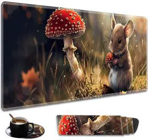 Durable Desk Mat and Coaster Stylish Set, Large Gaming Office Mouse Pad 31.5 "x 11.8", Extended Non-Slip Rubber Keyboard Pad, Laptop & Home, Hamster Durable Desk Mat and Coaster Stylish Set, Large Gaming Office Mouse Pad 31.5 "x 11.8", Extended Non-Slip Rubber Keyboard Pad, Laptop & Home, Hamster