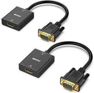 BENFEI HDMI to VGA Adapter, Female HDMI Input to Male VGA Output Adapter with 3.5mm Audio Jack Compatible for TV Stick, Computer, Laptop,ect-2 Packs BENFEI HDMI to VGA Adapter, Female HDMI Input to Male VGA Output Adapter with 3.5mm Audio Jack Compatible for TV Stick, Computer, Laptop,ect-2 Packs
