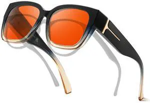 Trysee Fit Over Blue Light Blocking Glasses for Women Men, Oversized Anti-Blue Blocking Glasses With Amber Orange Lens TS7511 Trysee Fit Over Blue Light Blocking Glasses for Women Men, Oversized Anti-Blue Blocking Glasses With Amber Orange Lens TS7511