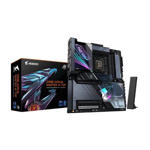 GIGABYTE Z890 AORUS Master AI TOP Intel Core Ultra (Series 2) LGA 1851 Motherboard, E-ATX, DDR5, 4X M.2, PCIe 5.0, Thunderbolt 4, WIFI7, 10GbE LAN, EZ-Latch GIGABYTE Z890 AORUS Master AI TOP Intel Core Ultra (Series 2) LGA 1851 Motherboard, E-ATX, DDR5, 4X M.2, PCIe 5.0, Thunderbolt 4, WIFI7, 10GbE LAN, EZ-Latch