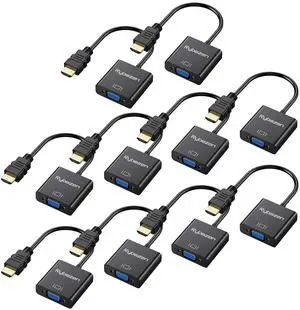 HDMI to VGA Adapter 10 Pack, Gold-Plated HDMI to VGA Converter (Male to Female), Compatible for Computer, Laptop, PC, Monitor, Projector, HDTV, Chromebook, Raspberry Pi, Roku, Xbox and More HDMI to VGA Adapter 10 Pack, Gold-Plated HDMI to VGA Converter (Male to Female), Compatible for Computer, Laptop, PC, Monitor, Projector, HDTV, Chromebook, Raspberry Pi, Roku, Xbox and More