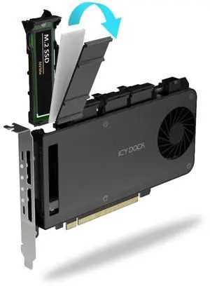 4 Bay Removable M.2 NVMe PCIe SSD to PCIe 5.0 x16 Mobile Rack Enclosure/Adapter Card for PCIe Expansion Slot (PCIe Bifurcation Required) ^^ ICY DOCK ExpressSlot MB204MP-B 4 Bay Removable M.2 NVMe PCIe SSD to PCIe 5.0 x16 Mobile Rack Enclosure/Adapter Card for PCIe Expansion Slot (PCIe Bifurcation Required) ^^ ICY DOCK ExpressSlot MB204MP-B