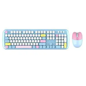 SaharaCase - Wireless Keyboard & Mouse Combo with Silent Click ^^ Colorful 104 Keys Full Keyboard ^^ USB & Type-C Adapter (Blue) SaharaCase - Wireless Keyboard & Mouse Combo with Silent Click ^^ Colorful 104 Keys Full Keyboard ^^ USB & Type-C Adapter (Blue)