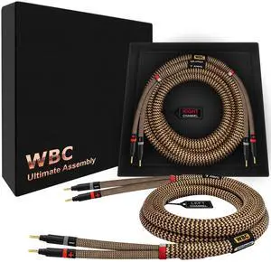 WORLDS BEST CABLES 25 Foot Ultimate - 7 AWG - Ultra-Pure OFC Extra Premium Audiophile HiFi Speaker Cable Pair with Eminence Gold Banana Plugs & TnBrwn Tweed Jacket WORLDS BEST CABLES 25 Foot Ultimate - 7 AWG - Ultra-Pure OFC Extra Premium Audiophile HiFi Speaker Cable Pair with Eminence Gold Banana Plugs & TnBrwn Tweed Jacket