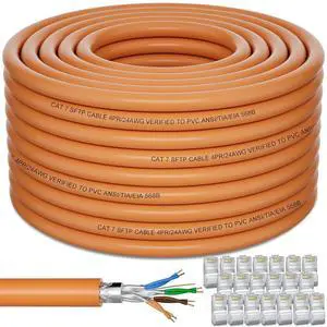 Cat 7 Outdoor Ethernet Cable Bulk 250.01ft (20 RJ45), Cat7 Triple Shielded Ethernet Cable, SFTP, 10Gbps 600MHz, Waterproof, Direct Burial, In-Ground, UV Resistant, Network, LAN, Internet, Cat 7 Cat 7 Outdoor Ethernet Cable Bulk 250.01ft (20 RJ45), Cat7 Triple Shielded Ethernet Cable, SFTP, 10Gbps 600MHz, Waterproof, Direct Burial, In-Ground, UV Resistant, Network, LAN, Internet, Cat 7