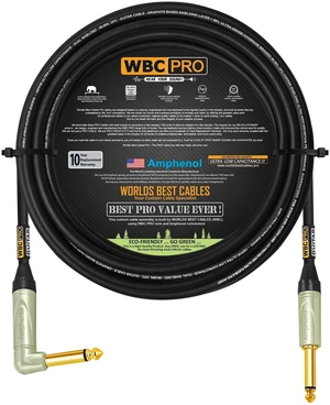 18 Foot - WBC-PRO-Guitar 20 AWG - Low-Cap (18pF/ft) Pro-Grade Graphite-Based - Dual-Shielded Guitar, Bass, Instrument Cable with Amphenol QM2R-AU & QM2P-AU Inch (6.35mm) Gold TS Connectors 18 Foot - WBC-PRO-Guitar 20 AWG - Low-Cap (18pF/ft) Pro-Grade Graphite-Based - Dual-Shielded Guitar, Bass, Instrument Cable with Amphenol QM2R-AU & QM2P-AU Inch (6.35mm) Gold TS Connectors