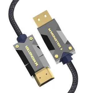 Monster M-Series HDMI 2.1 Cable 48 Gbps, Active Optical Fiber HDMI Cable, Lightwave Certified, 8K 60Hz, 4K 120Hz, V-Grip Gold Plated Connectors, Duraflex Jacket, 16.4 ft Monster M-Series HDMI 2.1 Cable 48 Gbps, Active Optical Fiber HDMI Cable, Lightwave Certified, 8K 60Hz, 4K 120Hz, V-Grip Gold Plated Connectors, Duraflex Jacket, 16.4 ft