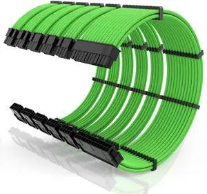 16AWG PSU Cable Extension Kit with Cable Combs,1x24pin ATX/2x8pin(4+4) EPS/3x8pin(6+2) PC Sleeved Cables 30cm Length,Power Supply Extension Cable Kit(Green) 16AWG PSU Cable Extension Kit with Cable Combs,1x24pin ATX/2x8pin(4+4) EPS/3x8pin(6+2) PC Sleeved Cables 30cm Length,Power Supply Extension Cable Kit(Green)
