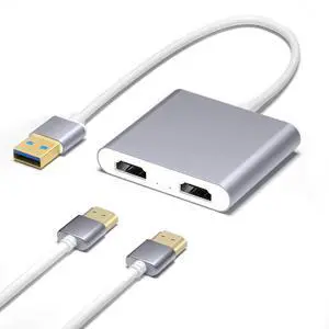 BJardinier USB 3.0 to Dual HDMI Adapter, USB to 2* HDMI Same Screen Monitor Converter for Windows, macOS and Android BJardinier USB 3.0 to Dual HDMI Adapter, USB to 2* HDMI Same Screen Monitor Converter for Windows, macOS and Android