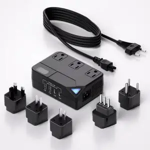 Travel Voltage Converter Step Down, 250W International Power Adapter for Hair Straightener/Curling Iron, Including UK/US/EU/AU/IT/India Universal Plug Adapter (Black) Travel Voltage Converter Step Down, 250W International Power Adapter for Hair Straightener/Curling Iron, Including UK/US/EU/AU/IT/India Universal Plug Adapter (Black)