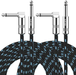 Sovvid 20FT 2 Pack Instrument Cable - Electric & Bass Guitar, Keyboard, AMP Cord - 1/4 Inch Right Angle Black & Blue Sovvid 20FT 2 Pack Instrument Cable - Electric & Bass Guitar, Keyboard, AMP Cord - 1/4 Inch Right Angle Black & Blue