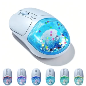 Wireless Bluetooth Mouse-2.4G USB Dual Mode Cute Clear Aqua Glitter Liquid Sand Water Mice, 4000D-PI Portable Retro Cordless Silent Rechargeable LED Breathing Light for Laptop PC iPad Mac Gift Wireless Bluetooth Mouse-2.4G USB Dual Mode Cute Clear Aqua Glitter Liquid Sand Water Mice, 4000D-PI Portable Retro Cordless Silent Rechargeable LED Breathing Light for Laptop PC iPad Mac Gift