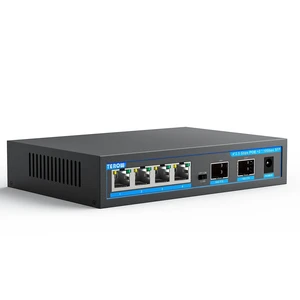 TEROW 2.5Gb 4 Port PoE RJ45 and 2*10Gb SFP+ Uplink PoE+ Switch,IEEE802.3af/at, Up to 30W,Total 65W, Base-T,Desktop/Wall Mount, for AP & IP Cameras, WiFi 6,NAS,Home,Gaming,Office,Plug & Play Fanless TEROW 2.5Gb 4 Port PoE RJ45 and 2*10Gb SFP+ Uplink PoE+ Switch,IEEE802.3af/at, Up to 30W,Total 65W, Base-T,Desktop/Wall Mount, for AP & IP Cameras, WiFi 6,NAS,Home,Gaming,Office,Plug & Play Fanless