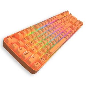 Lomiluskr RGB Arc Wireless Keyboard, BT/2.4G/Wired Tri-Mode, Full Size Crystal Texture Translucent Jelly Keycaps, 2000mAh Rechargeable, Compatible with PC/Notebook/Tablet/Smartphone (Orange) Lomiluskr RGB Arc Wireless Keyboard, BT/2.4G/Wired Tri-Mode, Full Size Crystal Texture Translucent Jelly Keycaps, 2000mAh Rechargeable, Compatible with PC/Notebook/Tablet/Smartphone (Orange)