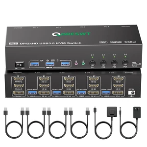 KVM Switch 3 Monitors 4 PC with Audio, HDMI DisplayPort Triple Monitor KVM Switcher 4 Computers 3 Monitors, Support 8K30Hz/4k60/4k144Hz, Suitable for Office, Gaming, Programmer Setup KVM Switch 3 Monitors 4 PC with Audio, HDMI DisplayPort Triple Monitor KVM Switcher 4 Computers 3 Monitors, Support 8K30Hz/4k60/4k144Hz, Suitable for Office, Gaming, Programmer Setup
