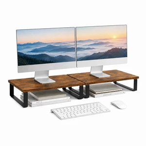 XINYAO 2 Pack Monitor Riser for Desk, Wood and Steel, 16*12*3 inch, Brown XINYAO 2 Pack Monitor Riser for Desk, Wood and Steel, 16*12*3 inch, Brown