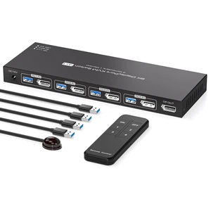 8K Displayport KVM Switch 4 Computers 1 Monitor 4K144Hz 4 Port KVM Sharing 1 Monitor and 4 USB 3.0 Device with Controller Support Extended/Copy Mode 8K Displayport KVM Switch 4 Computers 1 Monitor 4K144Hz 4 Port KVM Sharing 1 Monitor and 4 USB 3.0 Device with Controller Support Extended/Copy Mode