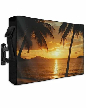 DOME-SPACE Summer Ocean Beach Sunset Landscape Outdoor TV Cover for Outside Flat Screen Televisions, Palm Tree Scenery Weatherproof TV Screen Protector with Zipper for 40 to 43 Inch Screens DOME-SPACE Summer Ocean Beach Sunset Landscape Outdoor TV Cover for Outside Flat Screen Televisions, Palm Tree Scenery Weatherproof TV Screen Protector with Zipper for 40 to 43 Inch Screens
