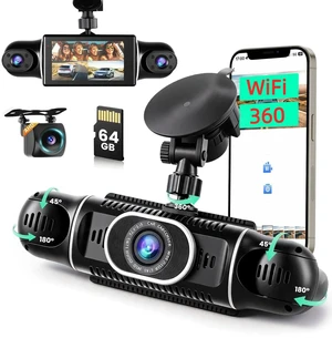 4 Channel 360 Dash Cam Front and Rear Inside, 5G WiFi 64GB Card Included 4 Channel 360 Dash Cam Front and Rear Inside, 5G WiFi 64GB Card Included