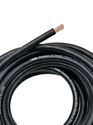 Resilient Sounds 1/0 Premium High Conductivity Copper Car Audio Wire-Minimum 99.9% Pure Copper Made in the USA (Black, 25FT Length) Resilient Sounds 1/0 Premium High Conductivity Copper Car Audio Wire-Minimum 99.9% Pure Copper Made in the USA (Black, 25FT Length)