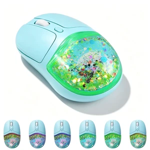 Wireless Bluetooth Mouse-2.4G USB Dual Mode Cute Clear Aqua Glitter Liquid Sand Water Mice, 4000D-PI Portable Retro Cordless Silent Rechargeable LED Breathing Light for Laptop PC iPad Mac Gift Wireless Bluetooth Mouse-2.4G USB Dual Mode Cute Clear Aqua Glitter Liquid Sand Water Mice, 4000D-PI Portable Retro Cordless Silent Rechargeable LED Breathing Light for Laptop PC iPad Mac Gift