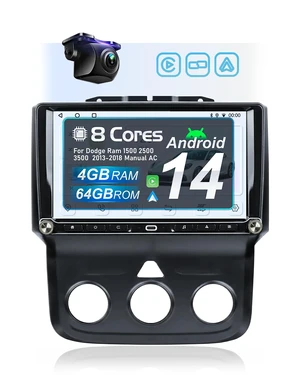 Android 14 Car Radio for Dodge Ram 1500 2500 3500 2013-2018 Manual AC, 8-Core 4GB+64GB Car Stereo Wireless CarPlay Android Auto, 9 HD Touchscreen, 1080P Backup Camera, Physical Buttons Dual Kno Android 14 Car Radio for Dodge Ram 1500 2500 3500 2013-2018 Manual AC, 8-Core 4GB+64GB Car Stereo Wireless CarPlay Android Auto, 9 HD Touchscreen, 1080P Backup Camera, Physical Buttons Dual Kno