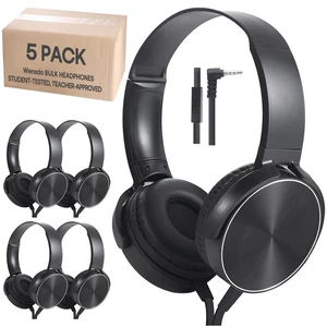 Wensdo Classroom Headphones Bulk 5 Pack with Microphone, On-Ear Wholesale Wired Kids Headphones for Students School with 3.5mm Jack for Library Home Online Learning and Travel (HY450, Black) Wensdo Classroom Headphones Bulk 5 Pack with Microphone, On-Ear Wholesale Wired Kids Headphones for Students School with 3.5mm Jack for Library Home Online Learning and Travel (HY450, Black)