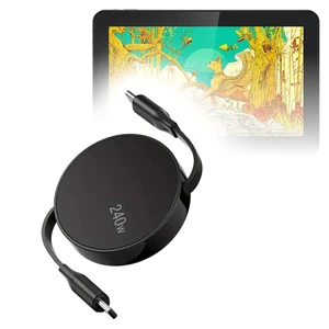 BoxWave Cable Compatible with XP-Pen Drawing Tablet MD160U (15.6 in) - PD miniSync (240W), Retractable PD 240W Portable USB Type-C Cable - Jet Black BoxWave Cable Compatible with XP-Pen Drawing Tablet MD160U (15.6 in) - PD miniSync (240W), Retractable PD 240W Portable USB Type-C Cable - Jet Black