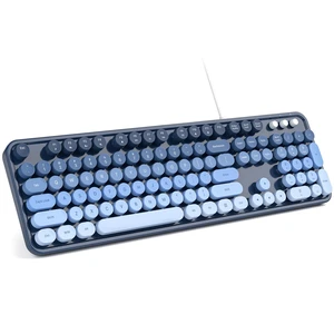 MOWUX Computer Keyboard Wired, Plug and Play USB Retro Round Typewriter Keyboard, Full Size Wired Keyboard with Foldable Stands for Laptop and Office PC- Sea Blue Gradient MOWUX Computer Keyboard Wired, Plug and Play USB Retro Round Typewriter Keyboard, Full Size Wired Keyboard with Foldable Stands for Laptop and Office PC- Sea Blue Gradient