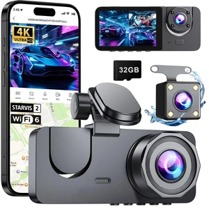 Dash Cam Front and Rear Inside, 4K Full HD 3 Channel Dash Camera for Car Dash Cam Front and Rear Inside, 4K Full HD 3 Channel Dash Camera for Car