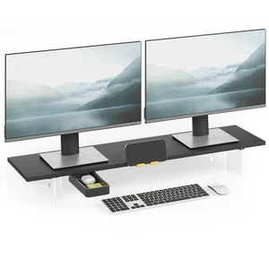 TEAMIX 39.4 inch Dual Monitor Stand with Acrylic Leg, Drawer & Phone Holder TEAMIX 39.4 inch Dual Monitor Stand with Acrylic Leg, Drawer & Phone Holder