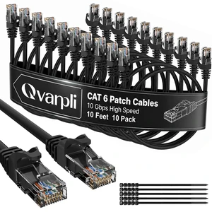 10Gbps Cat 6 Ethernet Cable (10 FT, 10 Pack), Pure Copper Cat6 Patch Cables 10Gbps Cat 6 Ethernet Cable (10 FT, 10 Pack), Pure Copper Cat6 Patch Cables