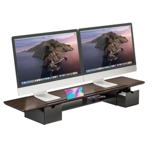 Mount-It! Extra Wide 39" Dual Monitor Stand Riser with 2 Drawers, Holds 66 lbs, Real Wood Platform, Built-In Device Slot, Removable Shelf, Home Office Desk Organizer Mount-It! Extra Wide 39" Dual Monitor Stand Riser with 2 Drawers, Holds 66 lbs, Real Wood Platform, Built-In Device Slot, Removable Shelf, Home Office Desk Organizer
