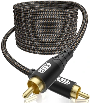 EMK RCA to RCA Subwoofer Cable 24K Gold-Plated Connector Nylon Braided Double Shielded Audio Cable Digital&Analog Signal Support for Amplifiers Subwoofer Home Theater Hi-Fi Systems Black/30ft/10m EMK RCA to RCA Subwoofer Cable 24K Gold-Plated Connector Nylon Braided Double Shielded Audio Cable Digital&Analog Signal Support for Amplifiers Subwoofer Home Theater Hi-Fi Systems Black/30ft/10m
