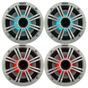2- Pair (4-Speakers) Multi Color LED Lights Kicker 6.5" 195W Marine Audio Coaxial Stereo White Grills 2- Pair (4-Speakers) Multi Color LED Lights Kicker 6.5" 195W Marine Audio Coaxial Stereo White Grills