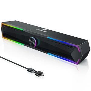 Tylubio Computer Speakers for PC Desktop, Flowing LED Under-Monitor Soundbar with Clear Stereo Sound, Bluetooth & USB 2-in-1 Audio Input, PC Speaker for Monitor Laptop, Black Tylubio Computer Speakers for PC Desktop, Flowing LED Under-Monitor Soundbar with Clear Stereo Sound, Bluetooth & USB 2-in-1 Audio Input, PC Speaker for Monitor Laptop, Black